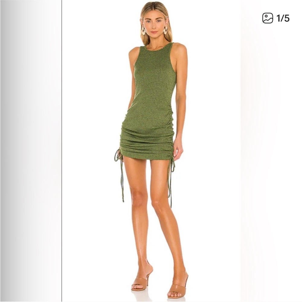 Olive Green Ribbed Knit Dress